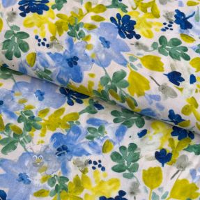 Viskoza STRETCH Flowers off white digital print
