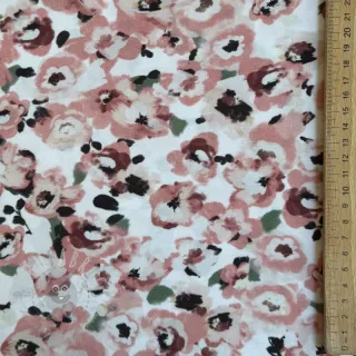 Viskoza POPLIN STRETCH Flowers white digital print