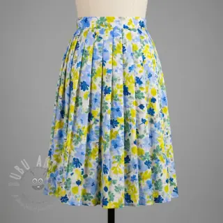 Viskoza STRETCH Flowers off white digital print