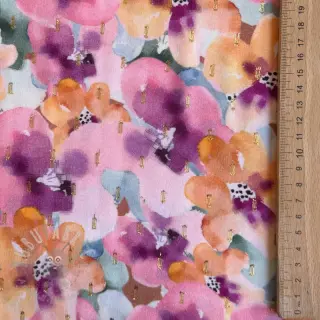 Viskoza LUREX Flowers purple orange digital print