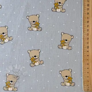 Bombažna tkanina Sweet bear light grey ORGANIC