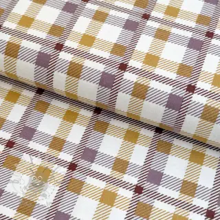 Bombažna tkanina FLANNEL Checks and checks ochre