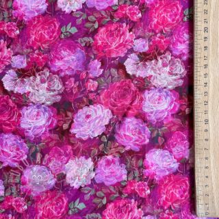 Viskoza RAYON POPLIN Flower sea design A