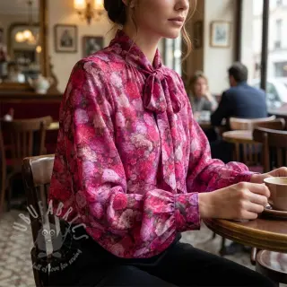 Viskoza RAYON POPLIN Flower sea design A