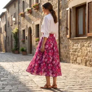 Viskoza RAYON POPLIN Flower sea design A