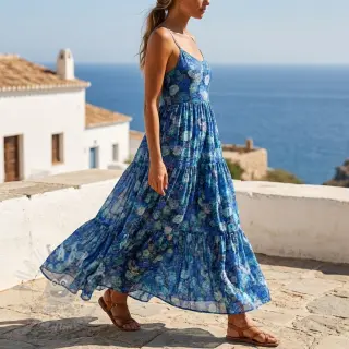 Viskoza RAYON POPLIN Flower sea design B