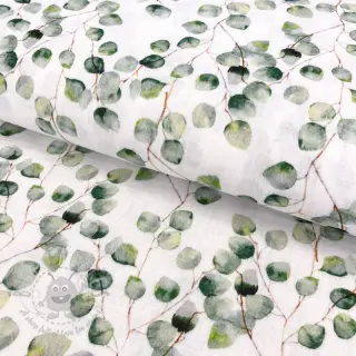 Dvojna gaza/muslin Little eucalyptus flowers digital print ORGANIC