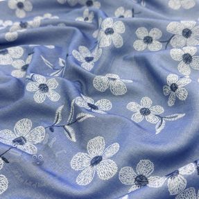 Bombažna tkanina JEANS Chambre LUXURY JACQUARD Flowers jeans