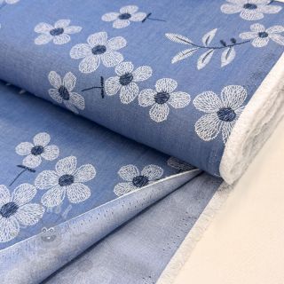 Bombažna tkanina JEANS Chambre LUXURY JACQUARD Flowers jeans