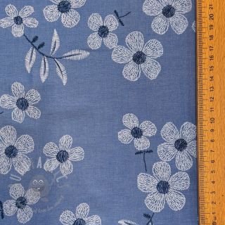 Bombažna tkanina JEANS Chambre LUXURY JACQUARD Flowers jeans
