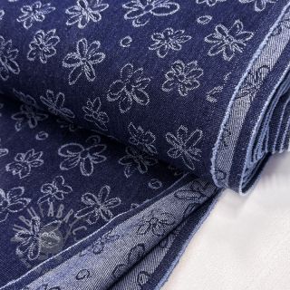 JEANS DENIM JACQUARD Flower dark blue