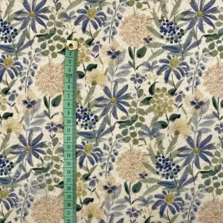 Pletene blago s lanom Flowers ecru blue digital print