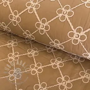 Prešita tkanina Flower design light brown