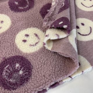 Plaščevina TEDDY JACQUARD Happy faces mauve