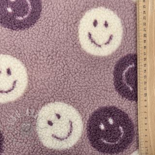 Plaščevina TEDDY JACQUARD Happy faces mauve