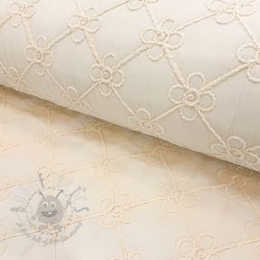 Prešita tkanina Flower design offwhite