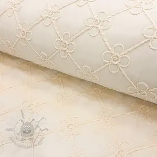 Prešita tkanina Flower design offwhite