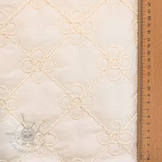 Prešita tkanina Flower design offwhite