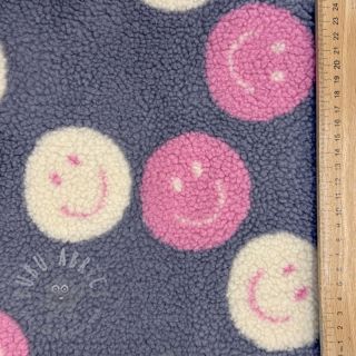 Plaščevina TEDDY JACQUARD Happy faces jeans
