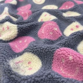 Plaščevina TEDDY JACQUARD Happy faces jeans