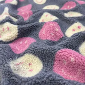 Plaščevina TEDDY JACQUARD Happy faces jeans