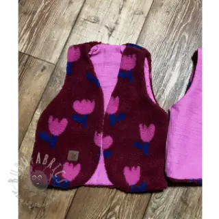 Plaščevina TEDDY JACQUARD Tulips dark red