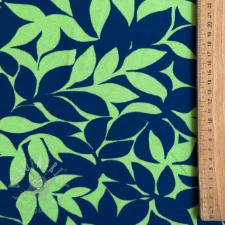 Kosmatena prevešanka SOFT Leaves green navy