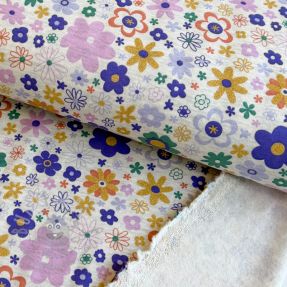 Kosmatena prevešanka Glitter flowers ecru melange