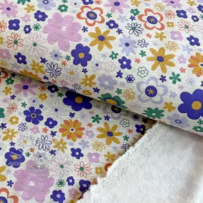 Kosmatena prevešanka Glitter flowers ecru melange