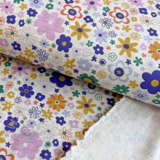 Kosmatena prevešanka Glitter flowers ecru melange