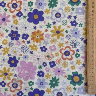 Kosmatena prevešanka Glitter flowers ecru melange