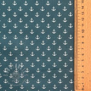 Bombažna tkanina Petit anchors petrol