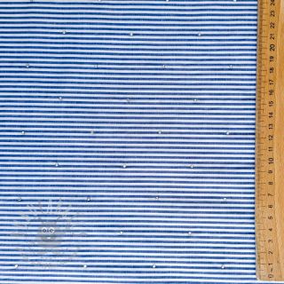 Bombažna tkanina YARN DYED Stripes with studs blue