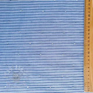 Bombažna tkanina YARN DYED Stripes with studs blue