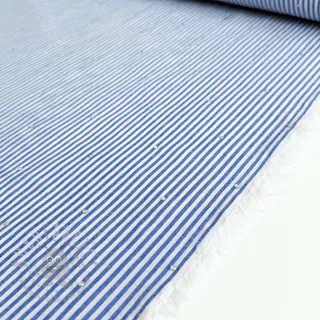 Bombažna tkanina YARN DYED Stripes with studs blue