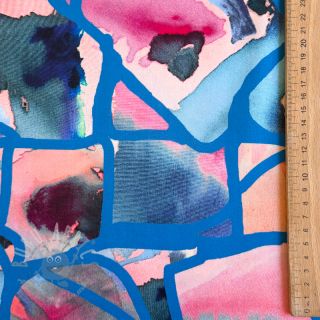 Bombažna tkanina SATIN Resonate blue digital print