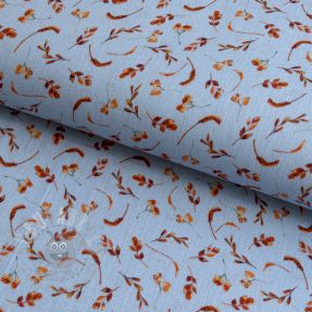 Dvoslojna gaza/muslin Leaves field light blue