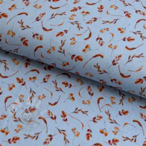 Dvoslojna gaza/muslin Leaves field light blue
