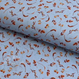 Dvoslojna gaza/muslin Leaves field light blue