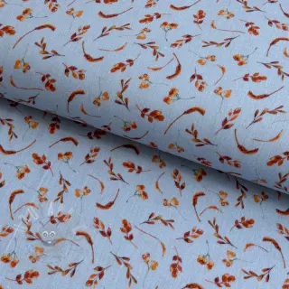 Dvoslojna gaza/muslin Leaves field light blue