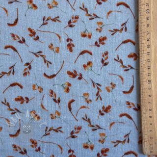 Dvoslojna gaza/muslin Leaves field light blue