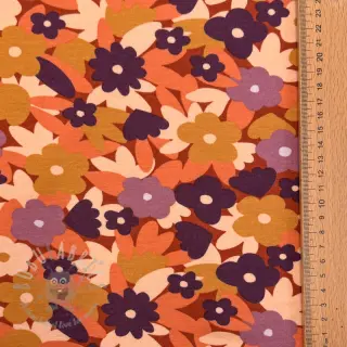 Kosmatena prevešanka SOFT Flowers cognac