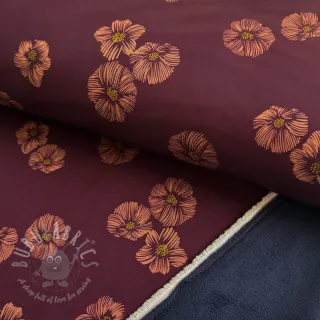 Softshell Flowers aubergine digital print