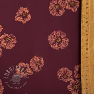 Softshell Flowers aubergine digital print