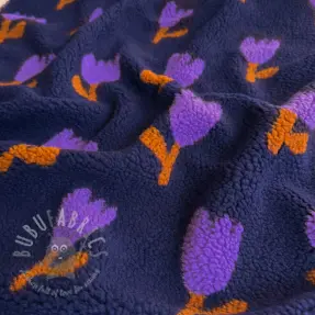 Plaščevina TEDDY JACQUARD Tulips navy