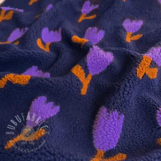 Plaščevina TEDDY JACQUARD Tulips navy