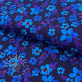 Jersey Hannah flowers blue digital print