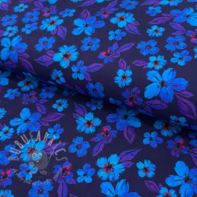 Jersey Hannah flowers blue digital print