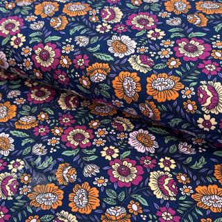 Jersey Flowers tossed navy