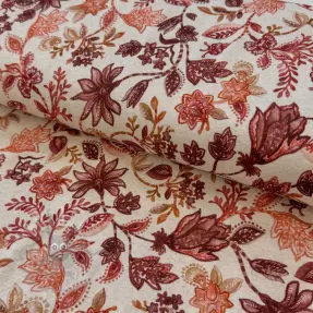 Pletene blago s lanom Flowers cognac digital print